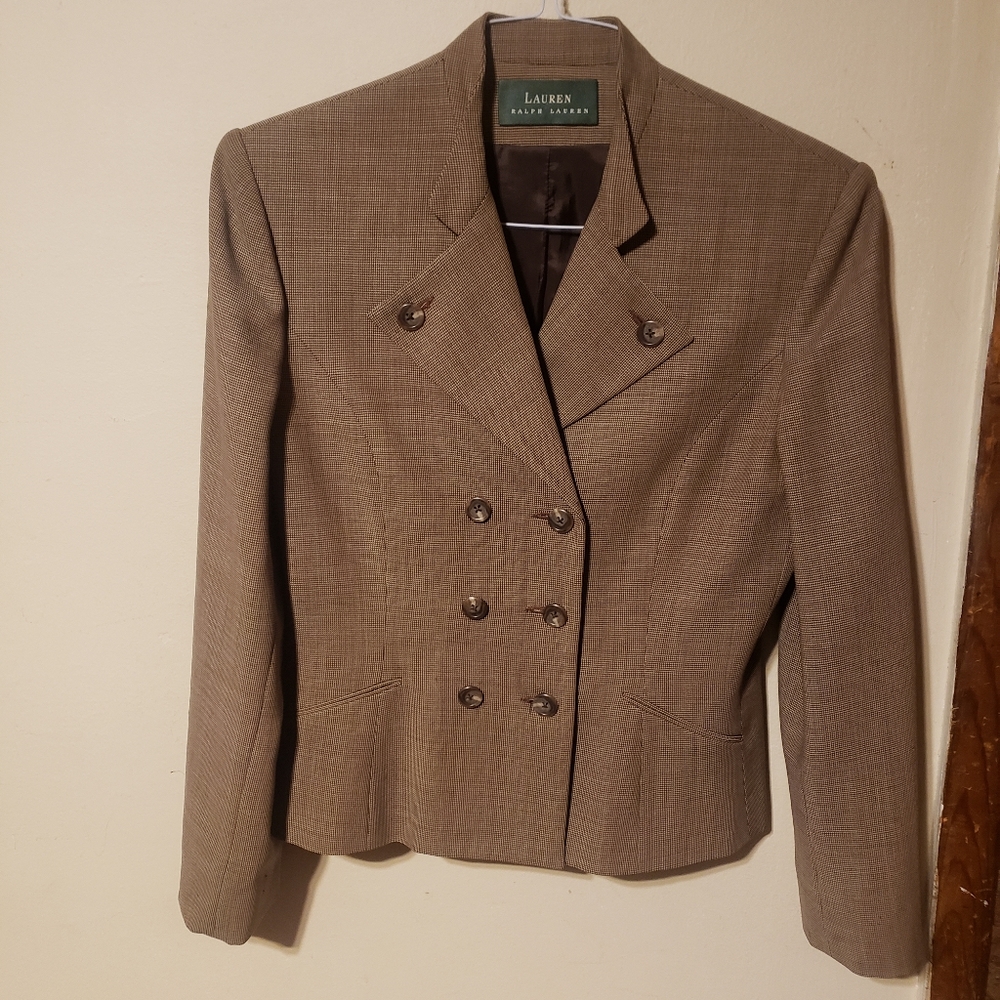 Lauren Ralph Lauren Tan Double-Breasted Blazer
